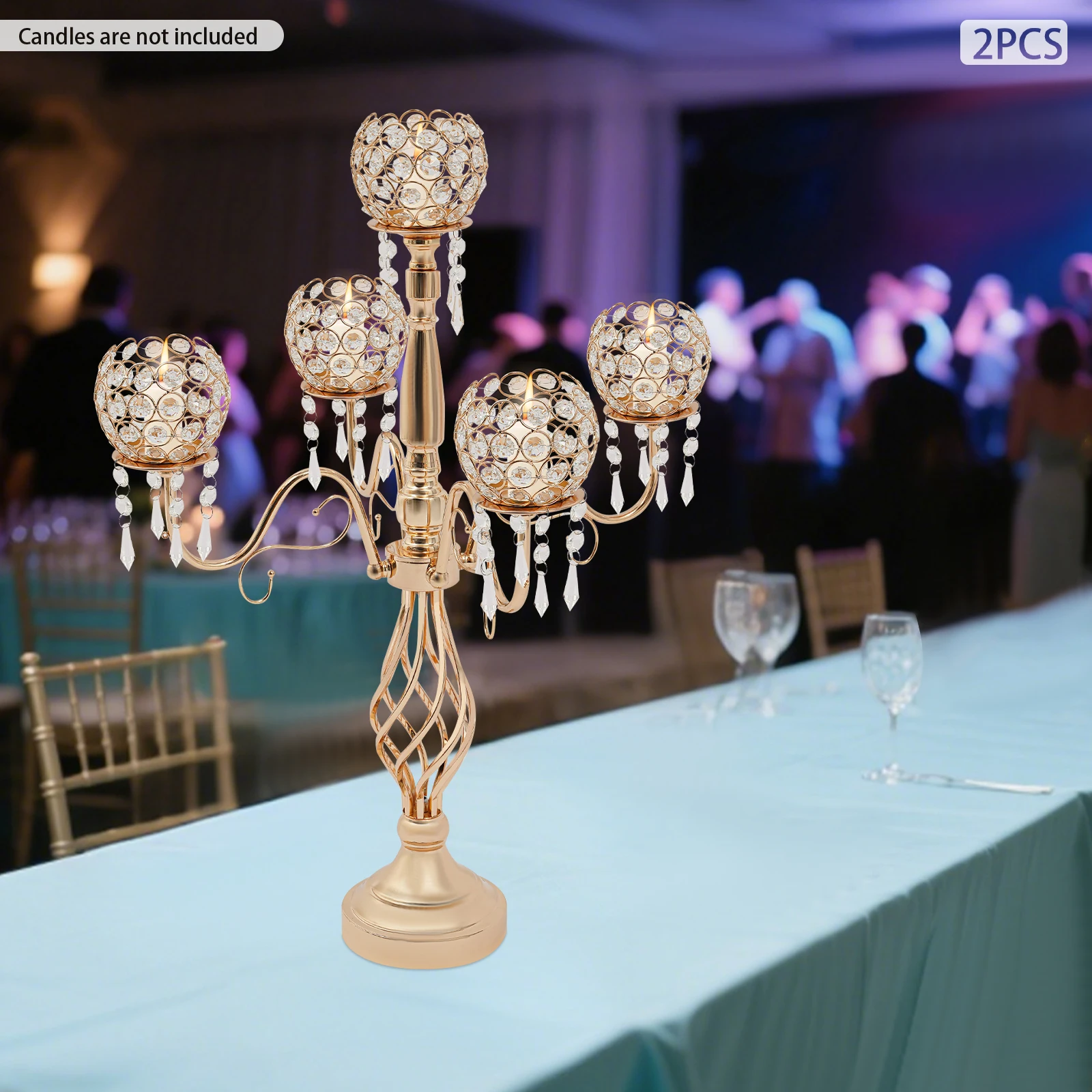 

Two Exquisite crystal candlestick,5-Arm,A pair of Candle Holder,Home decoration,Cozy Environment,Decorative Candle Holder