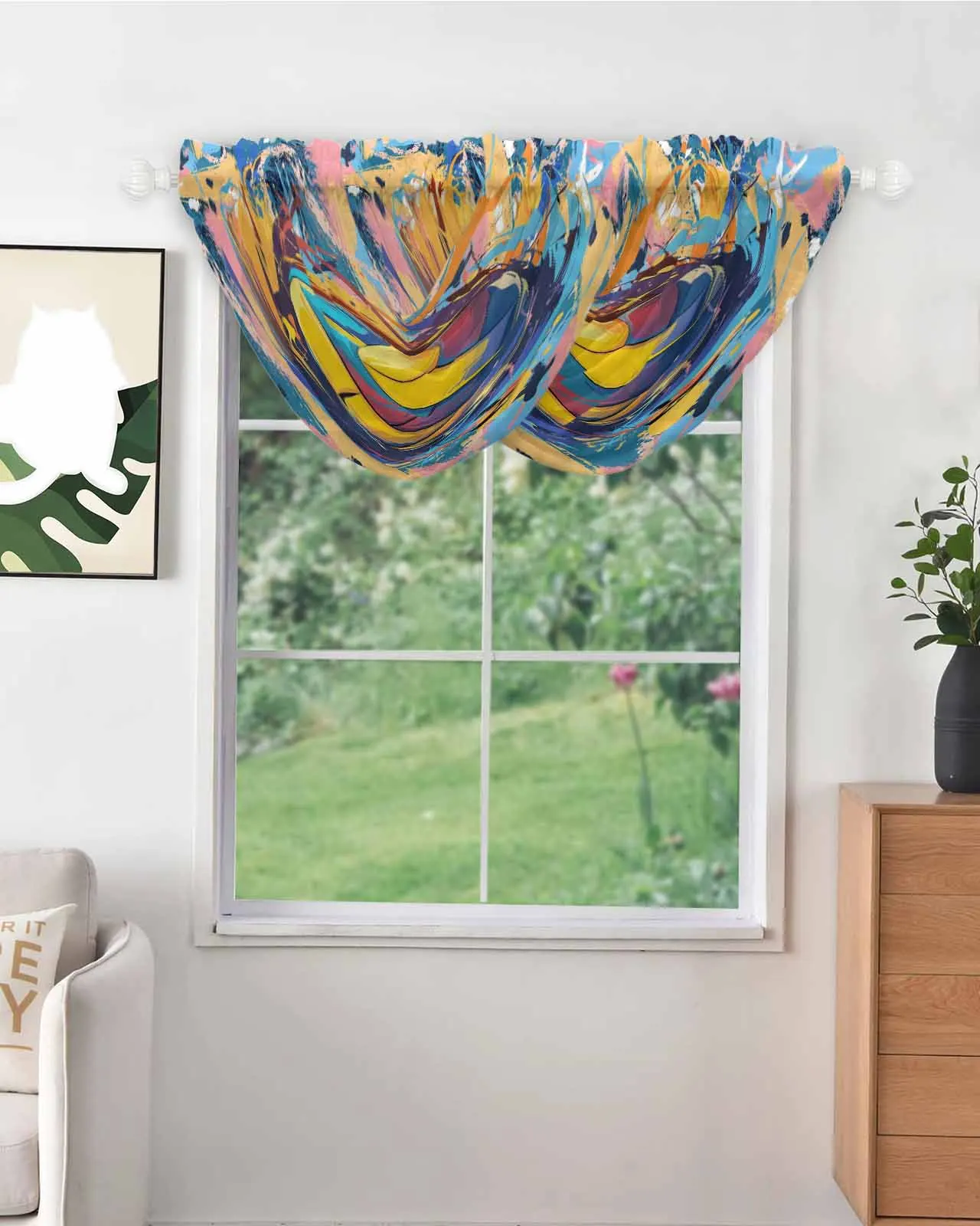 Sports Style Volleyball Ball Hand Drawn Irregular Design High Quality Voile Window Curtains for Bedroom Balcony Sheer Drapes