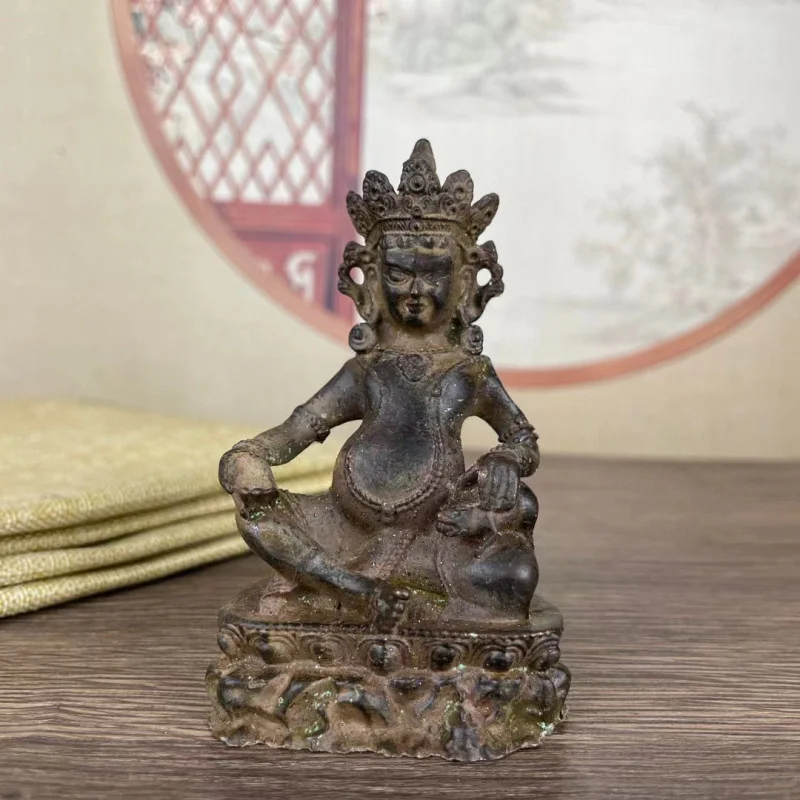 Yellow Wealth God Brass Clay-Gold Tibetan Buddha Bronze Statue Living Room Temple Desktop Worship Decoration Craft Ornament