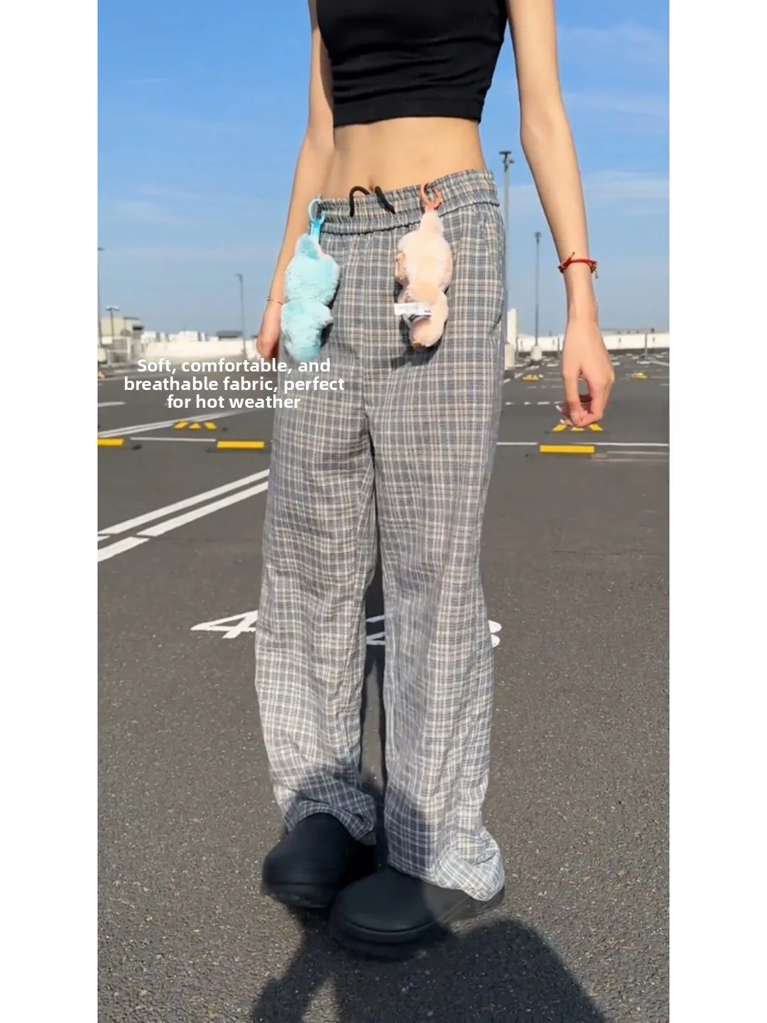 Cleanfit الرجال الصيف رقيقة بنطال ذو قصة أرجل واسعة كسول Sle منقوشة فضفاضة يشعر الأمريكية بناطيل طويلة غير رسمية تنفس قطع مستقيمة