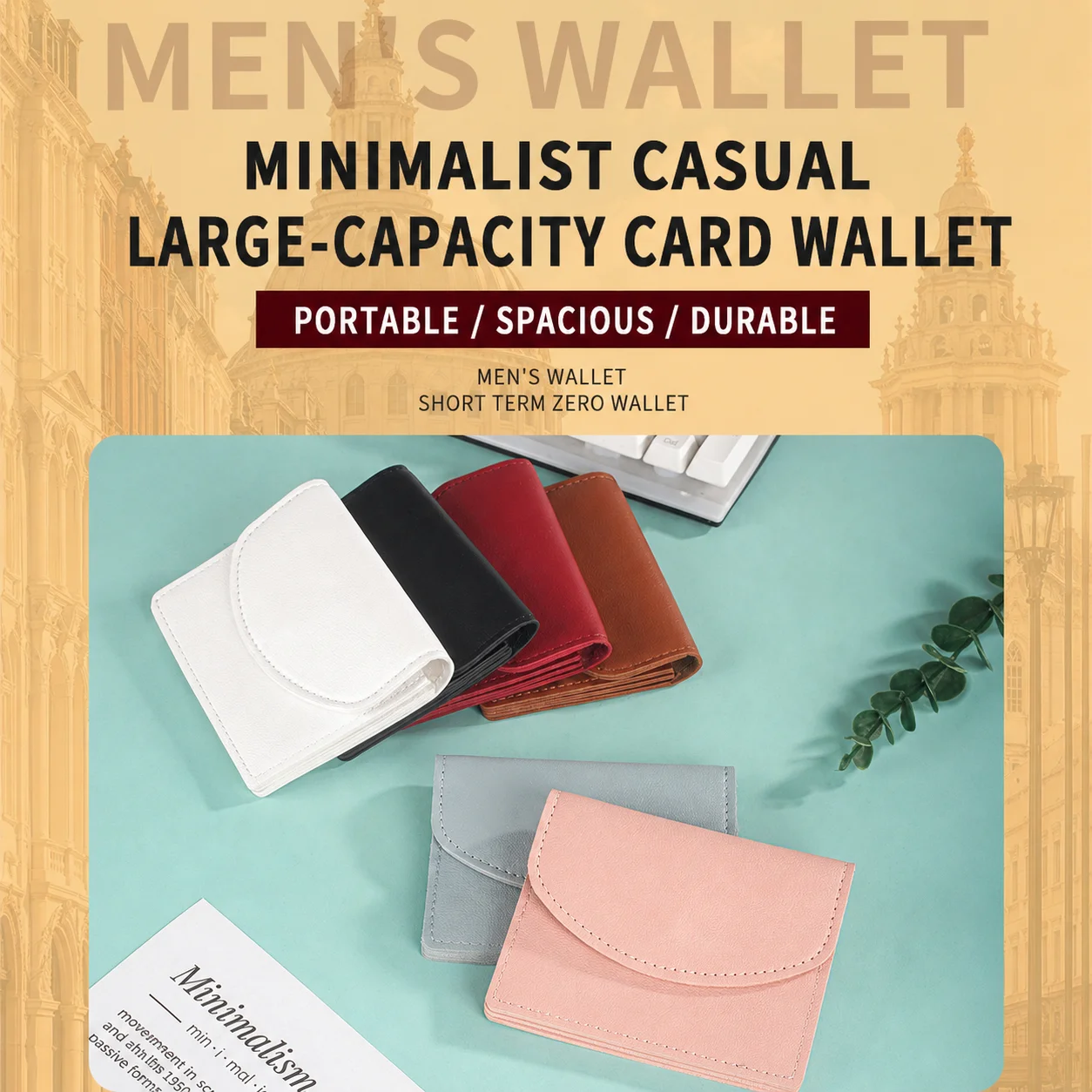 Card Holder Bi Fold Multi Functional Wallet Document Holder Solid Color Mini Bi Fold Wallet For Campus Life Change Bank Cards