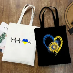 Ukrain Flagge Sunflower Tragetaschen für Frauen Ukrain Liebhaber Resuable Einkaufstasche Weibliche Vintage Große-kapazität Shopper Tasche Studenten