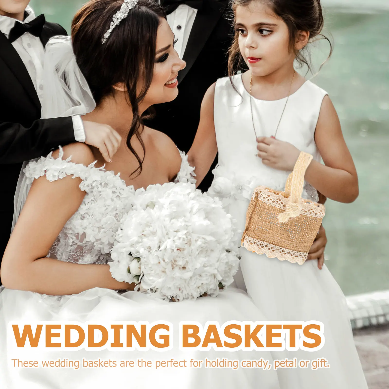 

2Pcs Linen Material H made Mini Baskets Lightweight Portable Wedding C y Petal Gift Storage Home Decor Container