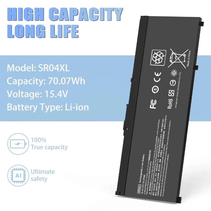 Battery SR04XL SR03XL for HP Omen 15-CE0XX 15-DC0XX Series 15-CE009LA 15-CE015DX 15-DC0003LA Pavilion 15-CB0XX 15-CX0XX/CB041NR