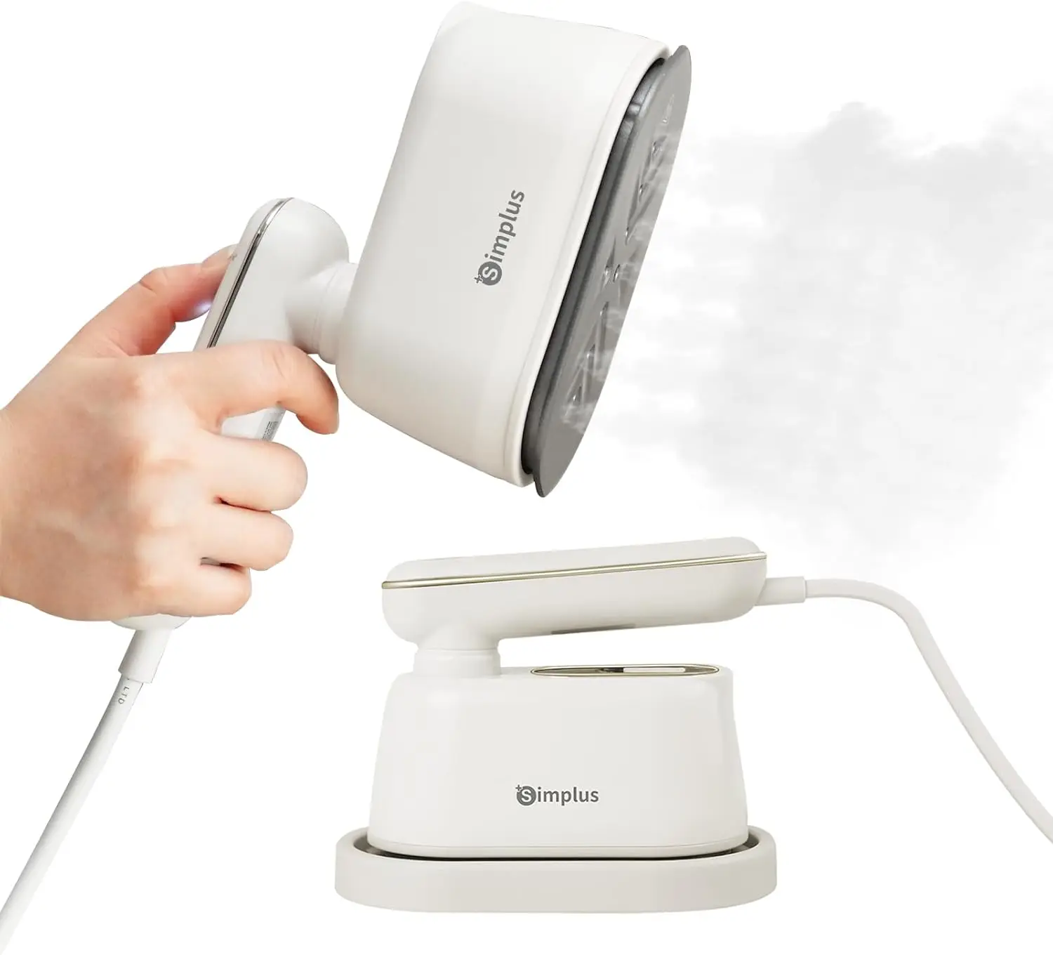 Portable Garment Steamer 2-in-1, 1000W Fast Heat-Up, Compact Travel-Friendly Wrinkle Remover with 120ml Tank & Rotating Handle