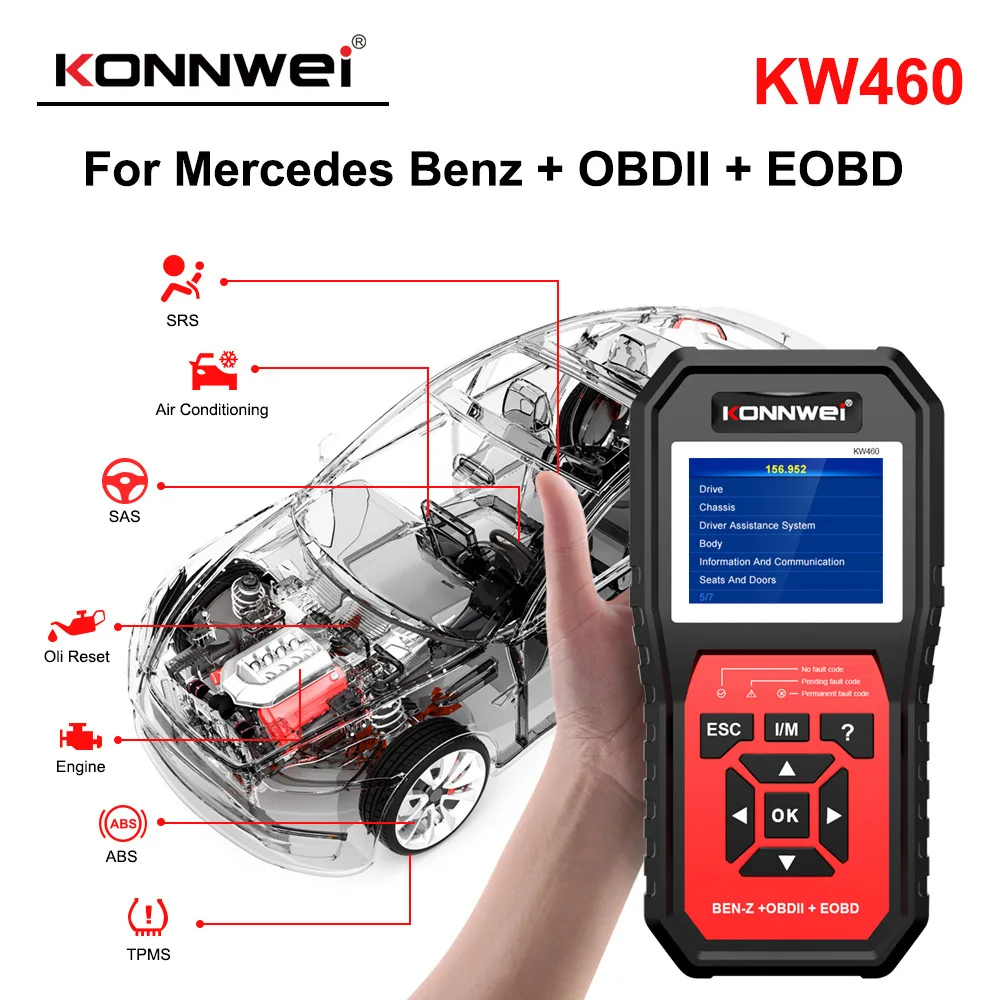KONNWEI KW460 Auto OBD2 Scanner Support ABS SRS Airbag System Fault Diagnosis Maintenance Tool