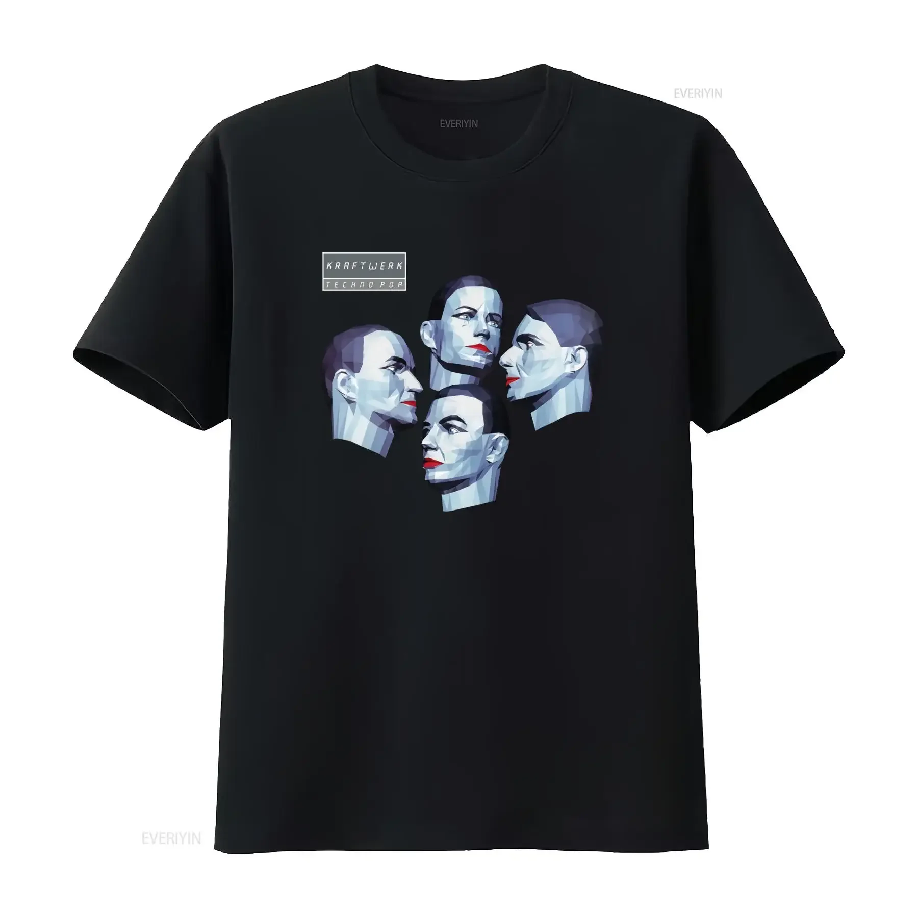 Camiseta Kraftwerk Techno Pop, diseño de portada del álbum PVQD Electric Cafe, ropa de diseñador vintage lavada, estilo streetwear, elegante
