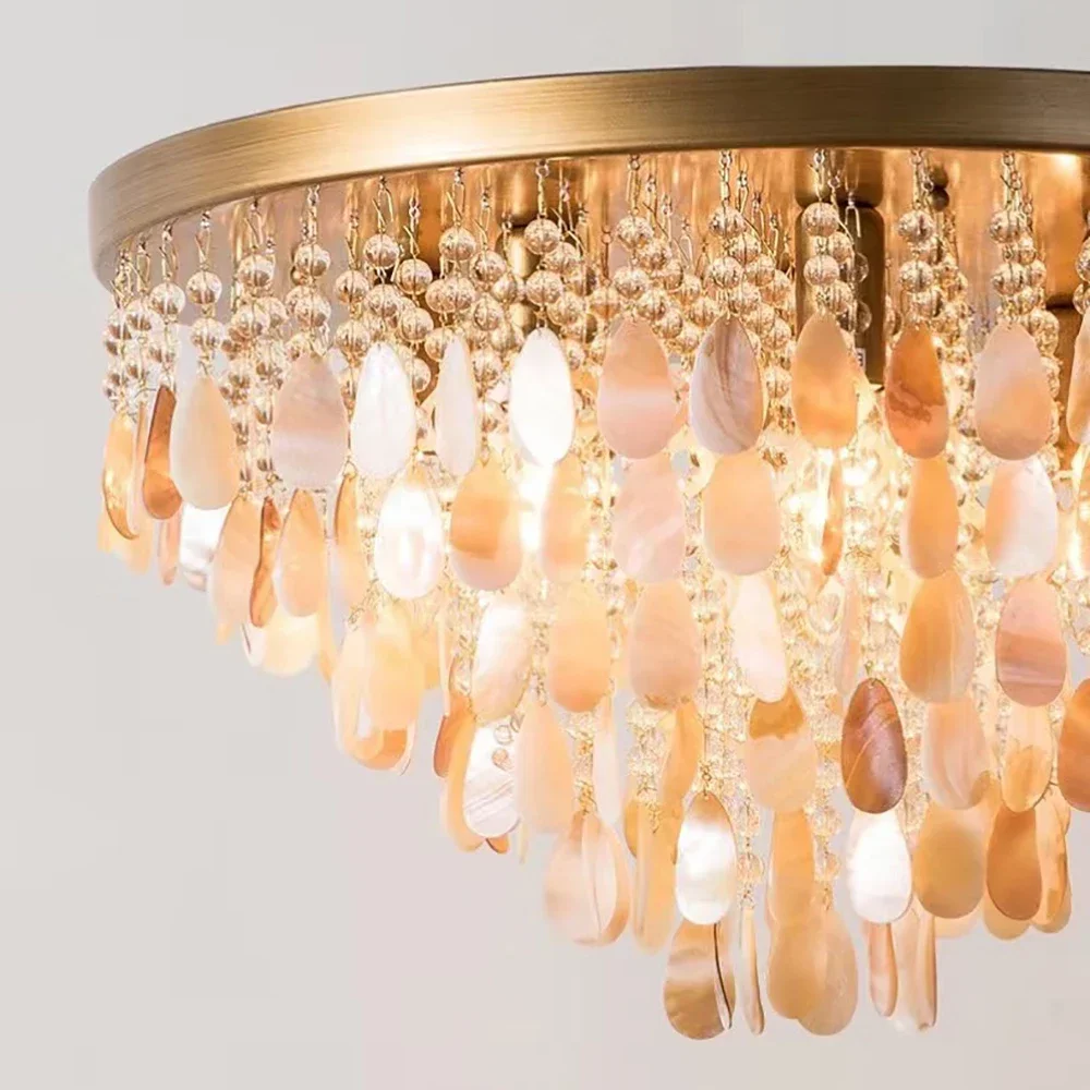 Modern Luxury Crystal Chandelier For Living Room Restaurant Bedroom Ceiling Lamp Shell Decoration Indoor Lighting Lustre Fixture