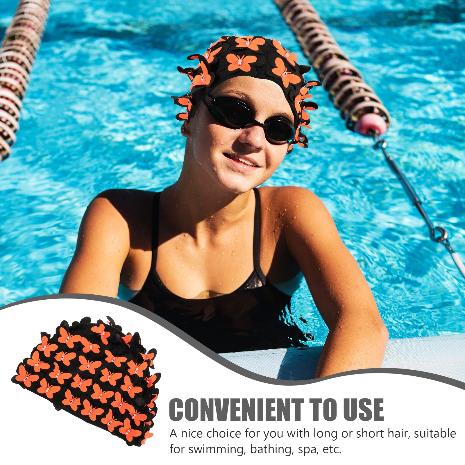 

Fashionable Nylon Cap Elastic Protection Bath Spa Pool Swimminganti-Slip Durable Hair Wrap Hat For Long Short Hair Swim Cap