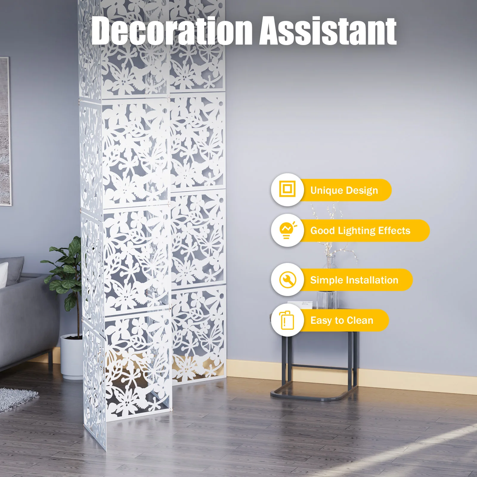 Hanging Room Dividers Multi-functional Foldable Design Durable & Sturdy Square PP White Hanging Room Dividers DIY 12 pcs