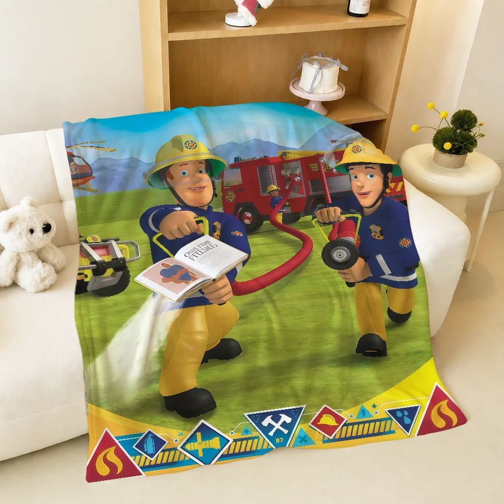 Cartoon Kid Cool F-Firemans S-Sams Warm Soft Plush Blanket For Sofa Living Room Nap Home Bedroom Travel Gift Flannel Pet Hogar