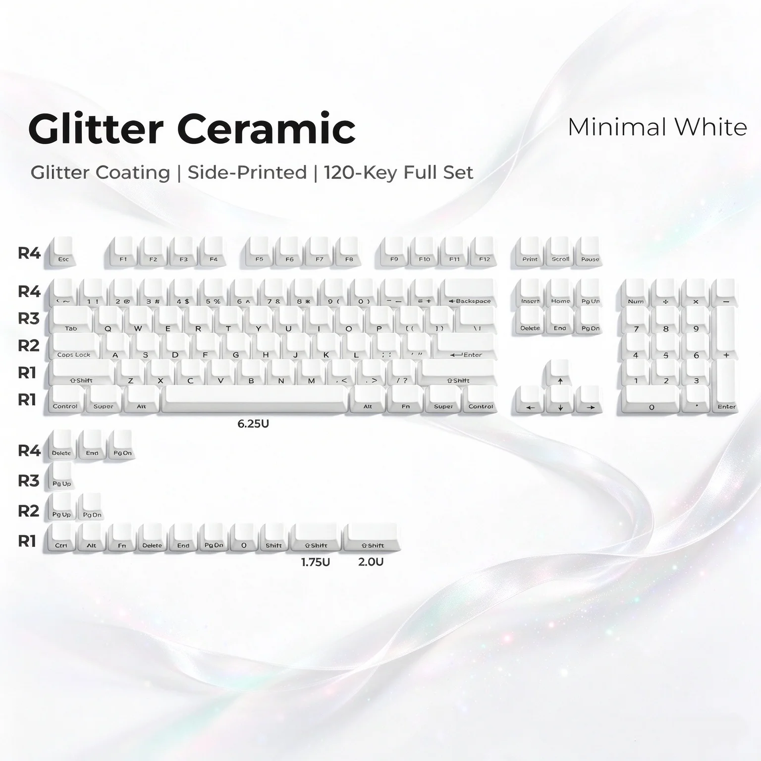 capuchon-de-clavier-en-ceramique-avec-surface-a-paillettes-fluorescentes-impression-laterale-blanche-120-touches-profil-cherry