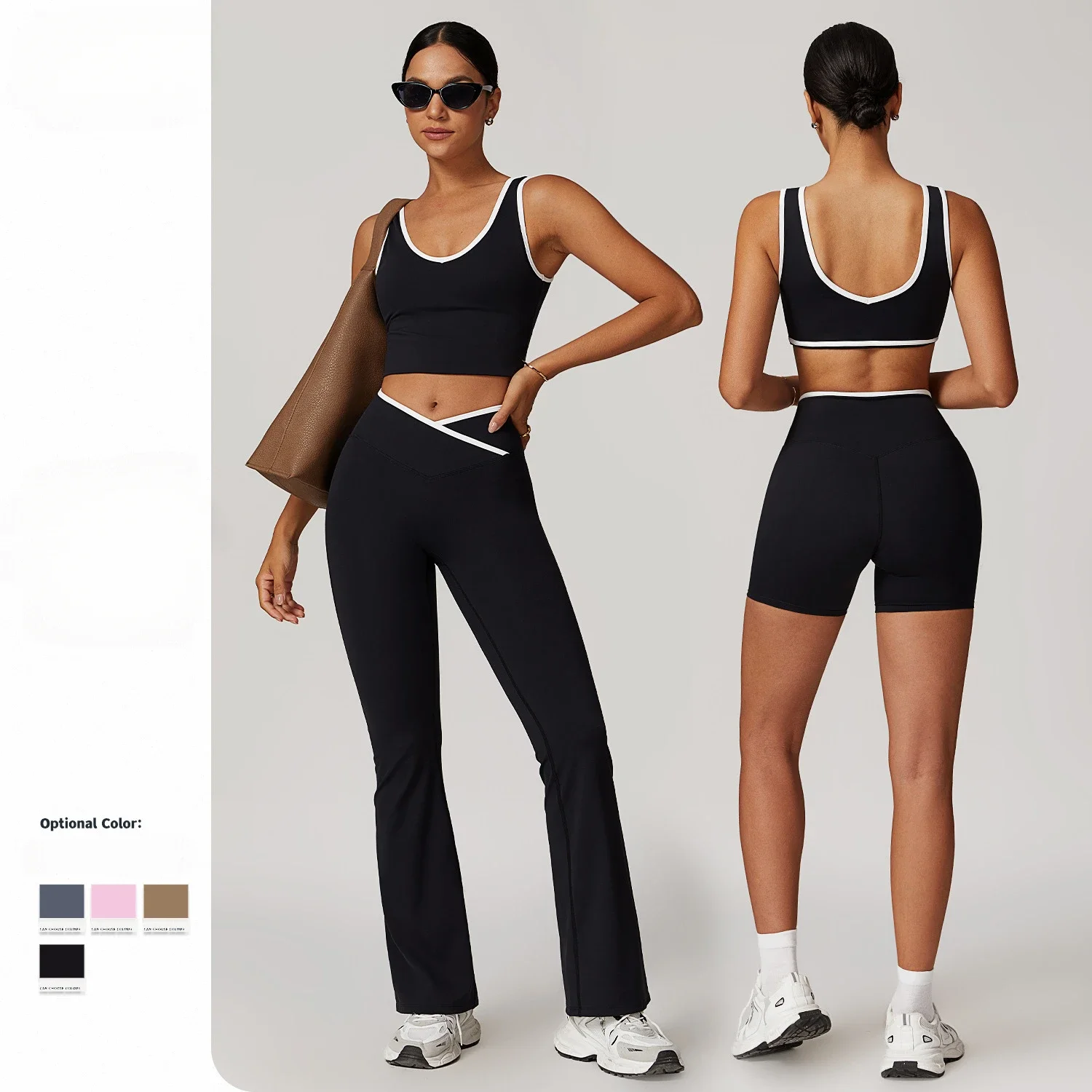 

Seamless Yoga Sets Sports Fitness Cross High Waist Hip Raise Breathable Pants Yoga Suit Workout Clothes Gym Shorts Set for Women