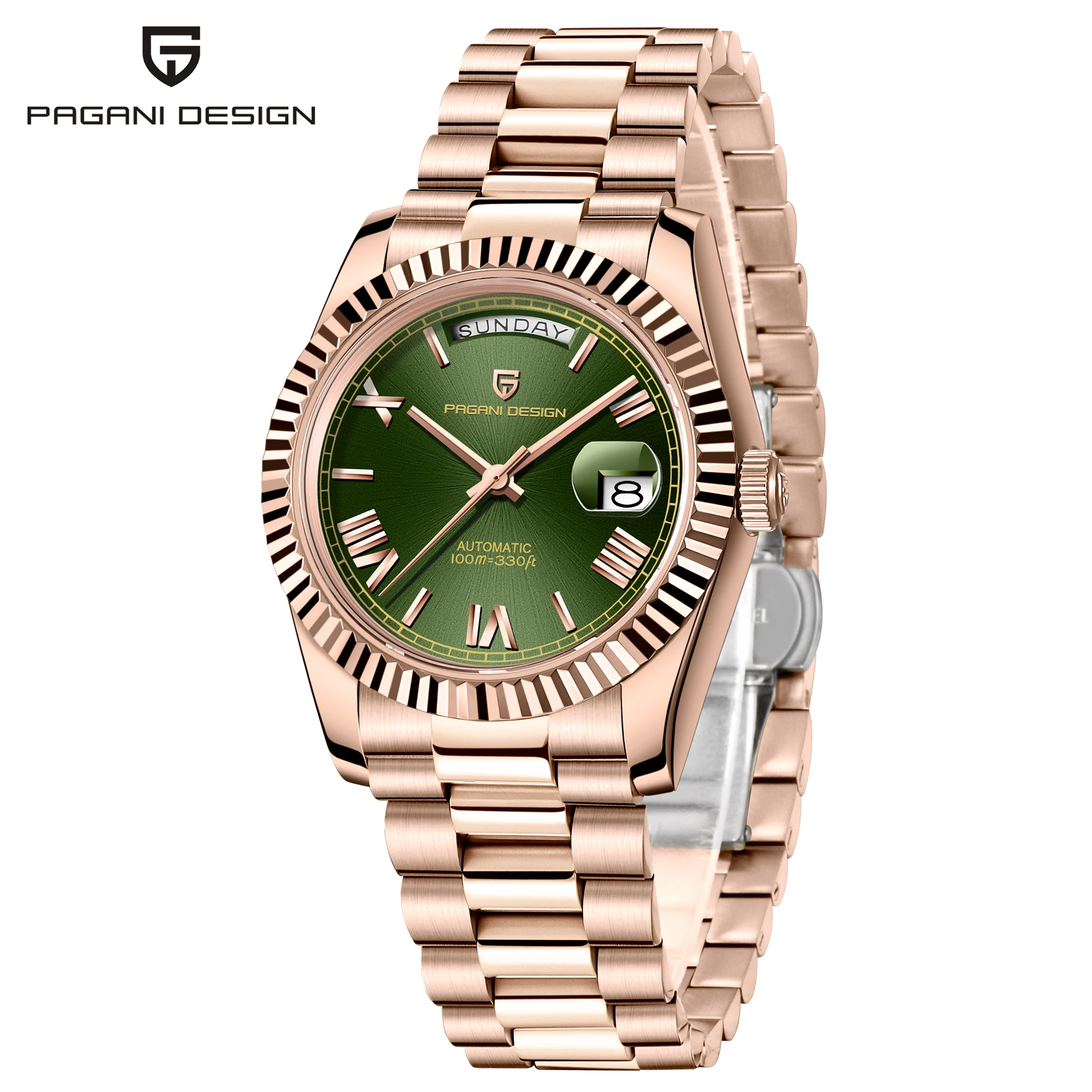 PAGANI DESIGN DD36 Rose Gold Mens Watches Mechanical Wristwatch Automatic Watch Man Fashion Waterproof AR Sapphire Mirror Clock