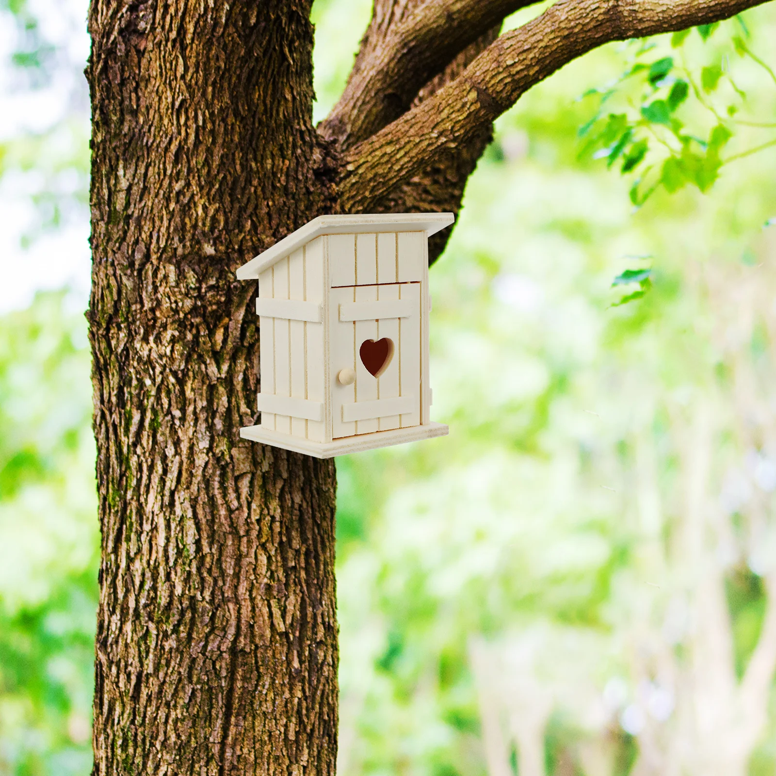 

Natural Wood Bird Unpainted Finish DIY Paintable Outdoor Nesting Site Garden Decoration Pet Birds Nest Hummingbird