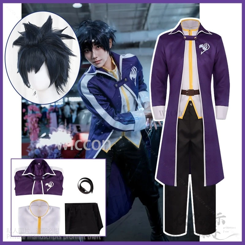 Gray Fullbuster Cosplay Anime Fairry Tail Costume Long Sleeved Trench Coat Uniform Adult Man Halloween Carnival Suit Customized