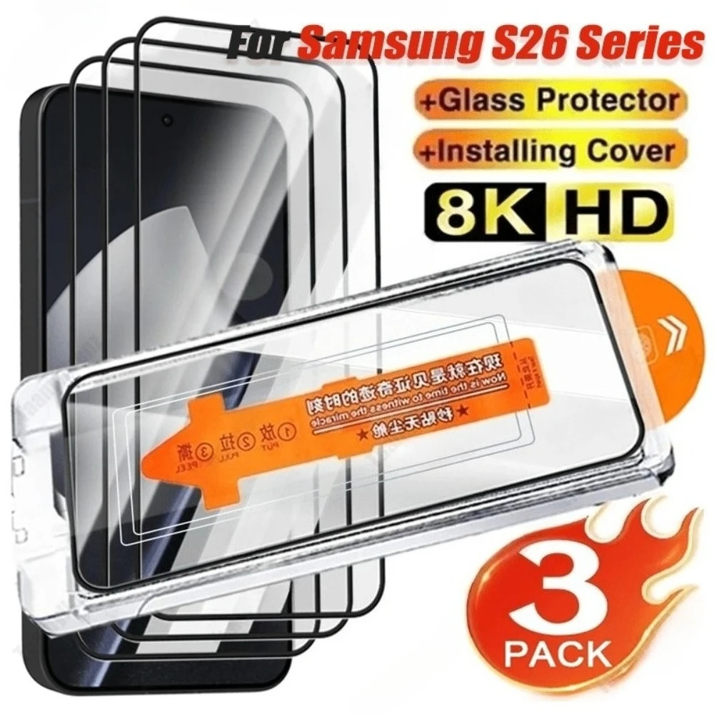 

3Pcs High Clear Tempered Glass for Samsung Galaxy S26 S25 S24 Ultra S23 S22 S21 Plus S25 S24 FE One Click Installation Protector