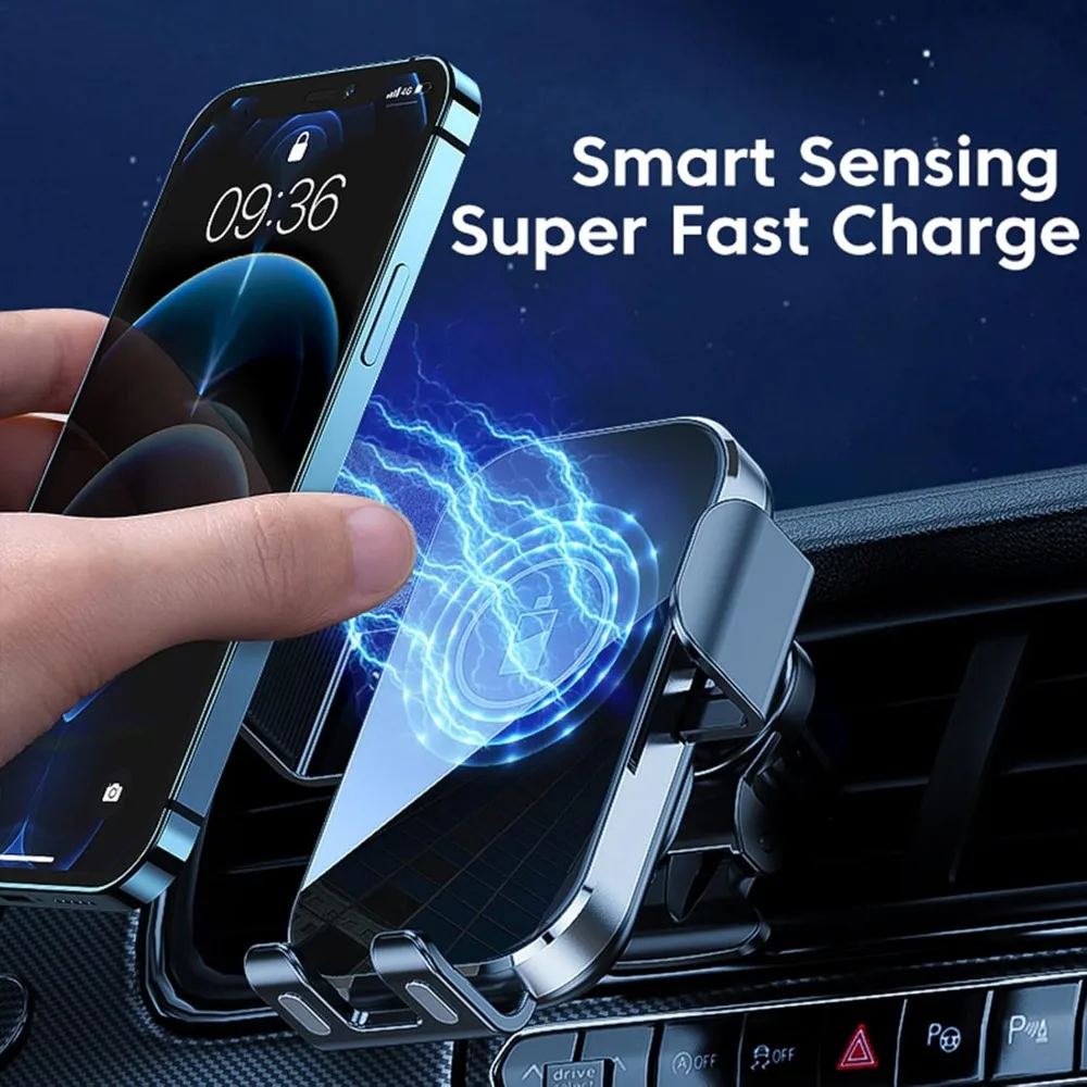 Wireless Car Charger Mount, Automatic Clamping Mount, 15W Fast Wireless Charging Car Phone Holder, for iPhone 14 13 12 11 10 8