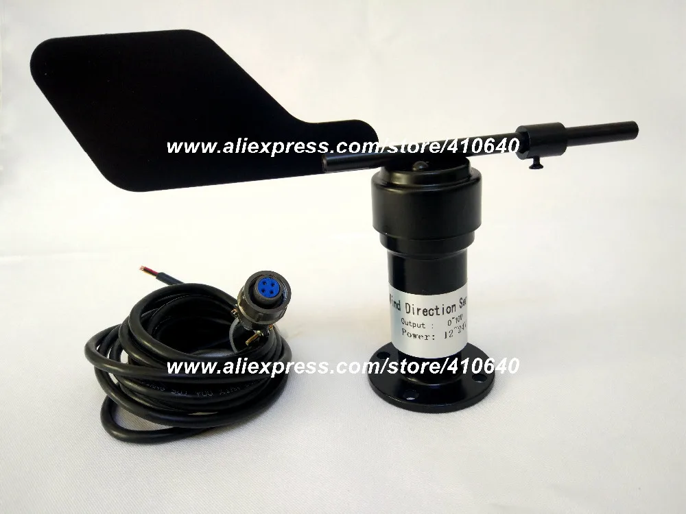 Sensor de dirección del viento de aleación de aluminio, tipo voltaje de 0 a 10V, fuente de alimentación del Sensor de dirección del viento, enchufe de aire de conexión DC12 a 24V