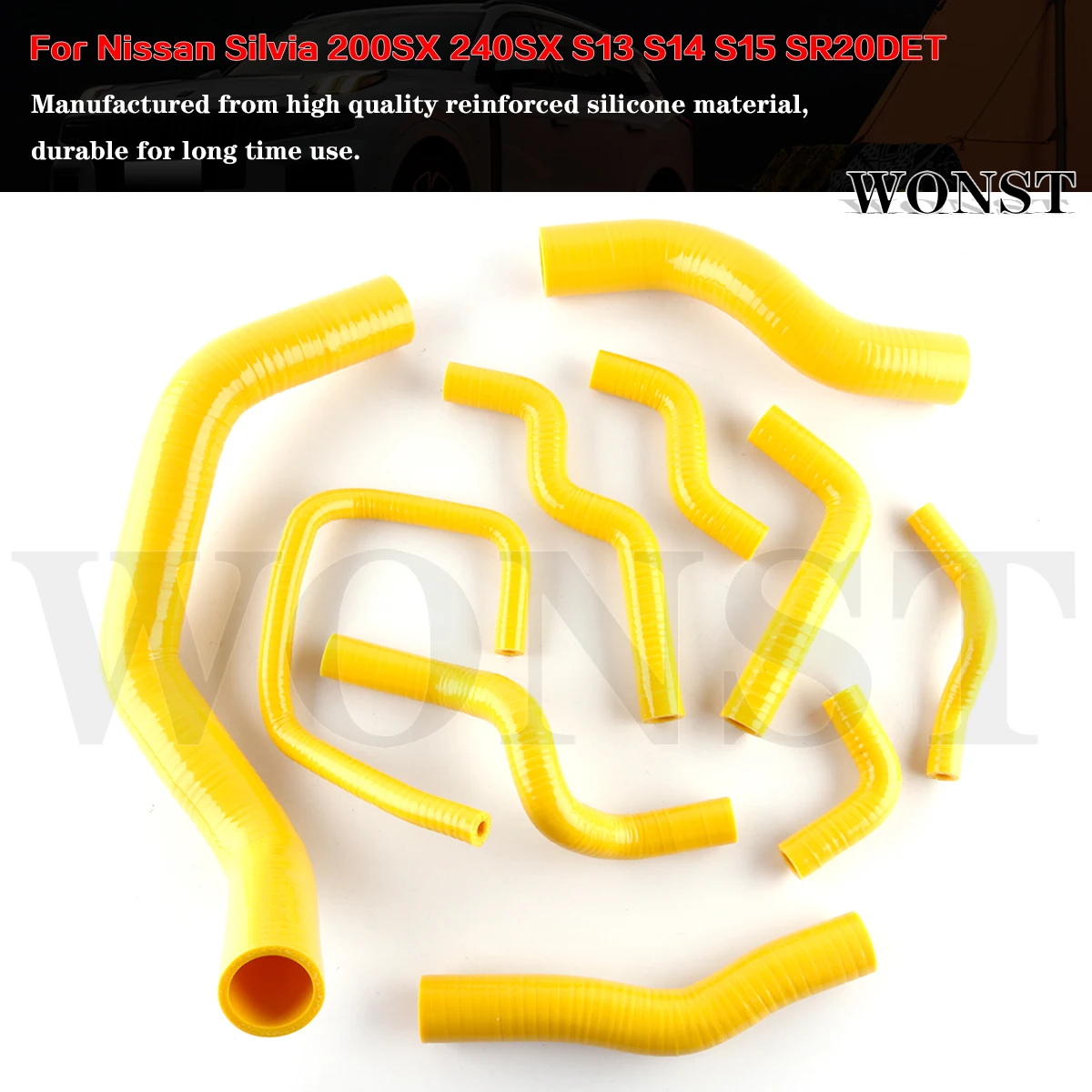 10-teiliges Silikon-Kühlerschlauch-Set für Nissan Silvia 200SX 240SX S13 S14 S15 SR20DET