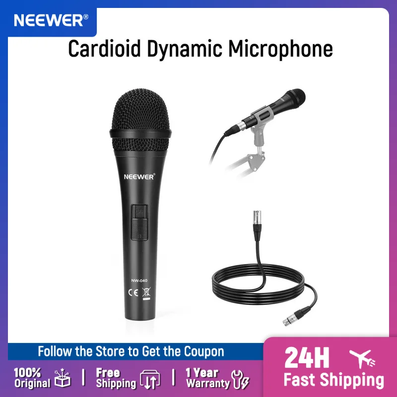 

Кардиоидный динамический микрофон Neewer с кабелем 3,5 мм «папа» — «мама» XLR, жесткая металлическая конструкция для профессиональных музыкальных устройств
