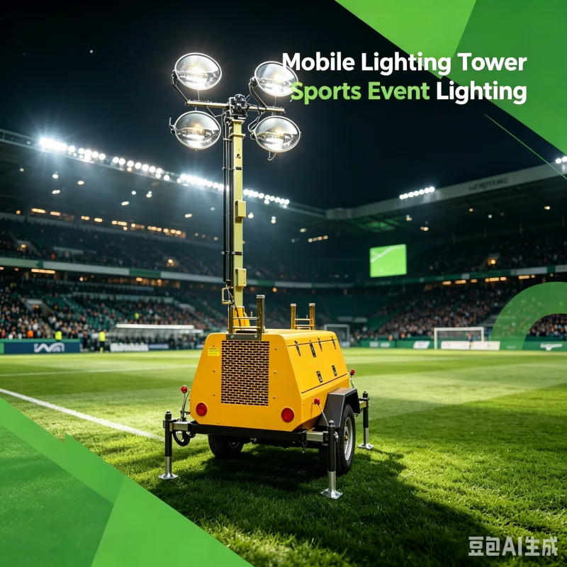 High Lift Hydraulic Mast Mobile Lighting Tower With Towable Utility Trailer For Open Air Quarry Night Operations