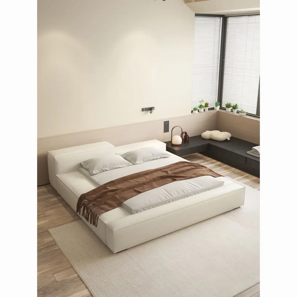 モダンでシンプルな畳ベッド、ハイ＆ローベッド、マスターベッドルーム、大型ベッドルーム、ベッド、ライトラグジュアリー、ハイ