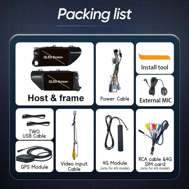 أندرويد 14 Carplay راديو السيارة لتويوتا هايلكس ريفو فيجو IMV 2016 2017 الملاحة نظام تحديد المواقع مشغل وسائط متعددة واي فاي + 4G ستيريو فيديو BT