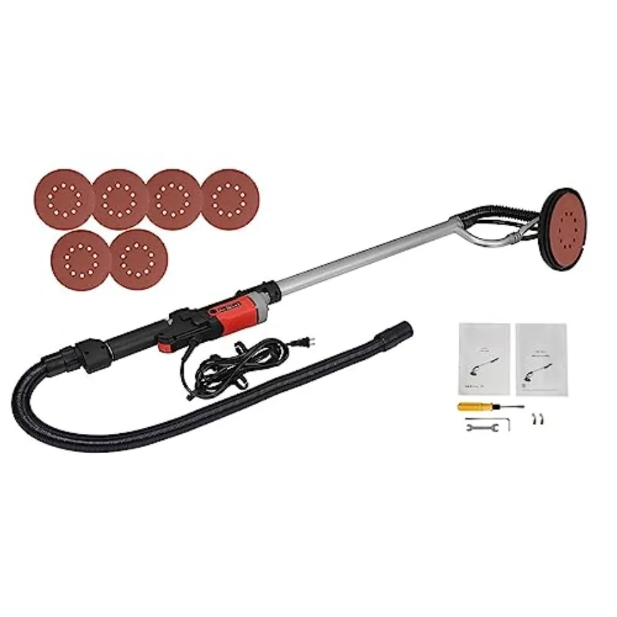

800W Drywall Sander Commercial Electric Sander with 6 Pcs Sanding Pads Discs Adjustable Variable Speed 1000-2000 RPM Wall Sande