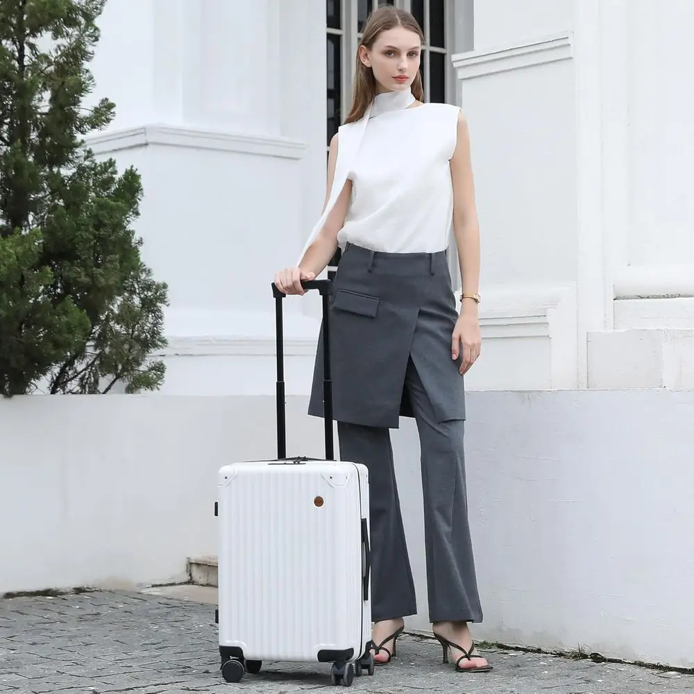 20 Airline-Approved Hard Shell Spinner Suitcase with TSA Lock, 22x14x9, Lightweight for Travel (Black)