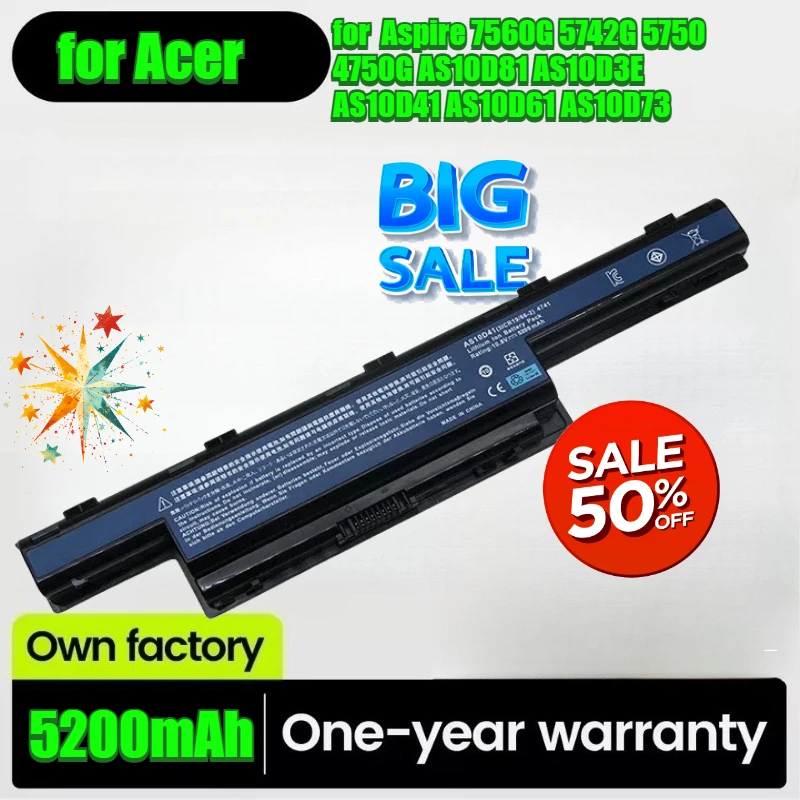 

Laptop Battery for Acer Aspire 7560G 5742G 5750 4750G AS10D81 AS10D3E AS10D41 AS10D61 AS10D73 AS10D5E AS10D73 AS10D31 AS10D51