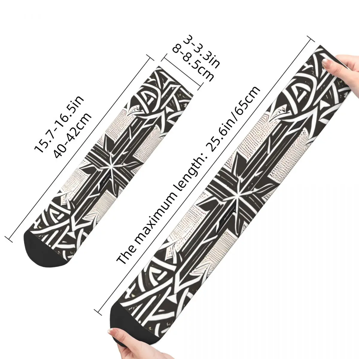 Funny Crazy Sock for Men Celtic Cross Vintage Cross Crucifixion Quality Pattern Printed Crew Sock Casual Gift