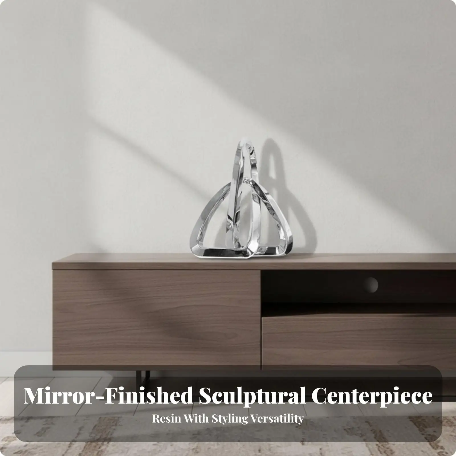 Statue Electroplated Geometric Sculpture Statue with Base Modern for Living Room, Shelf