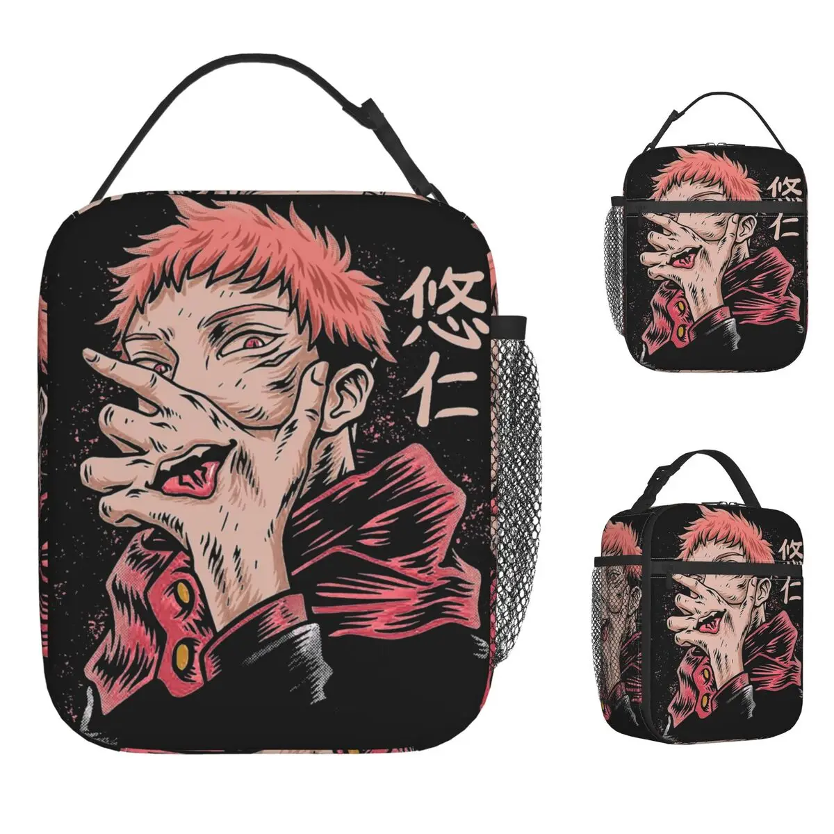 

SUKUNA Lunch Bag For Unisex gojo satoru Print Lunch Box Cute Outdoor Picnic Cooler Bag Portable Zipper Oxford Thermal Lunch Bags