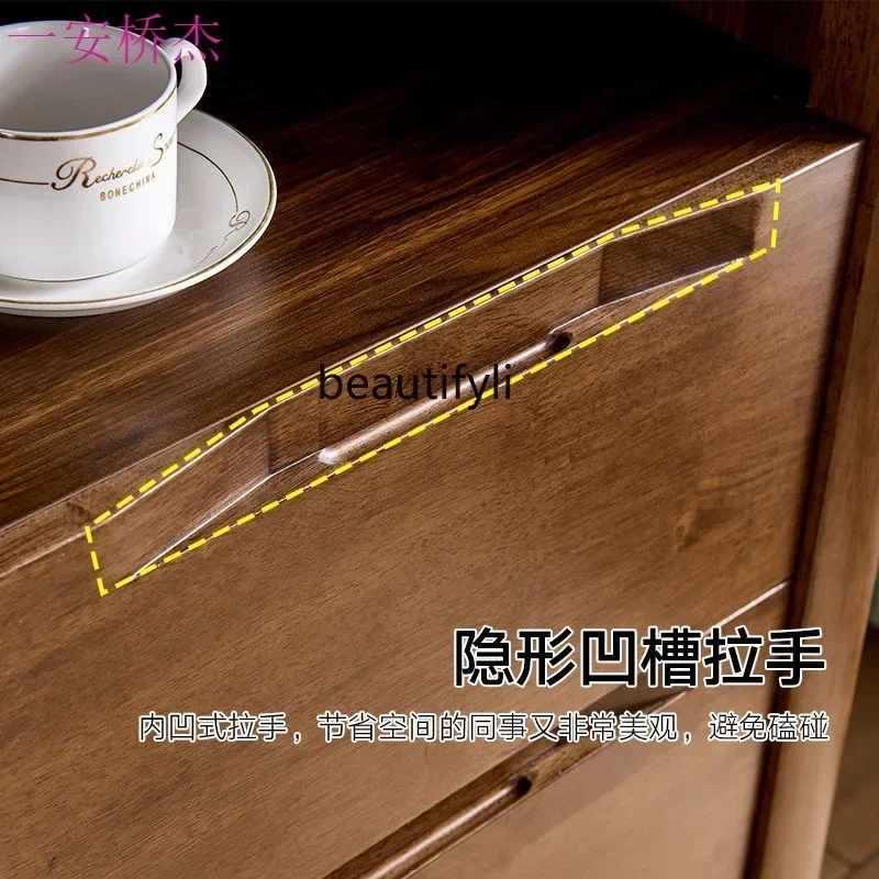 

smt14 ss newDining Side Chinese Style Solid Wood Border Wine Cabinet Tea Restaurant Storage Household Kitchen Bowl Cabinet