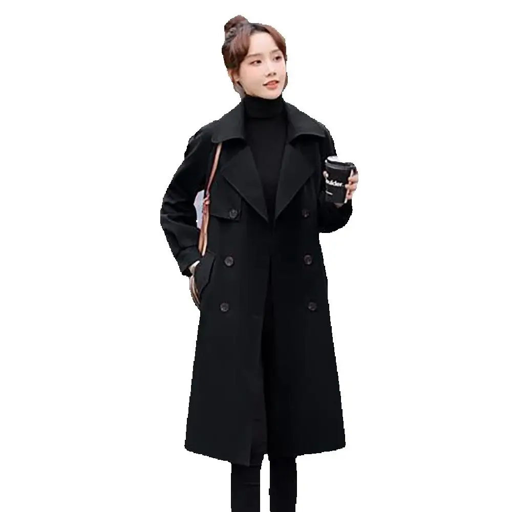 

2024 New Windbreaker Feminine Temperament Long Loose Over The Knee Fashion Spring And Autumn Slim Women's Coat Tide.