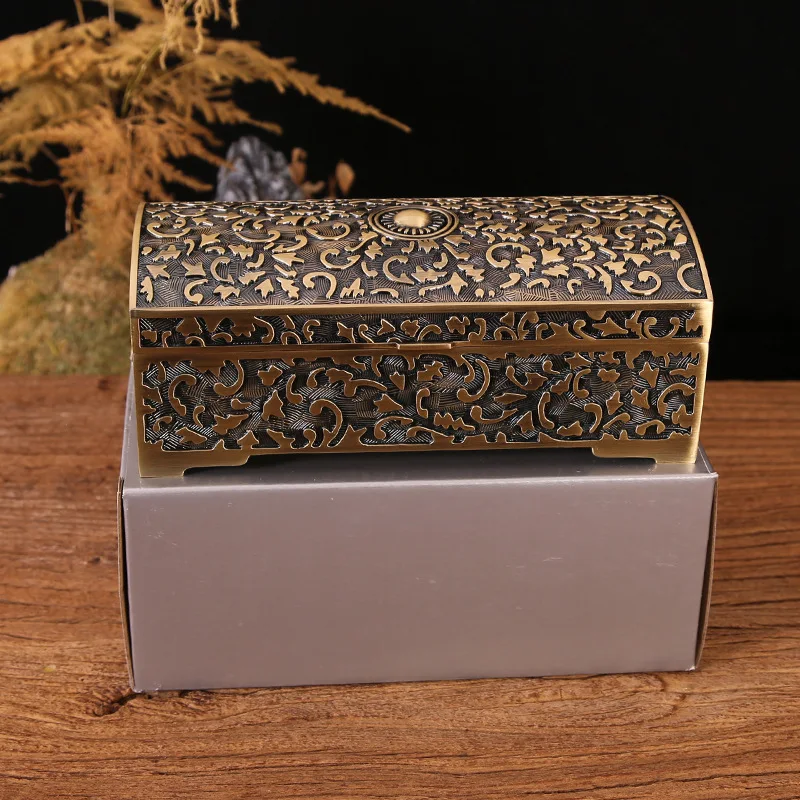 Fashion Bronze Metal Jewelry Container Tin Storage Boxes Desk /Drawer Organizers L/M Gift Box  JB049