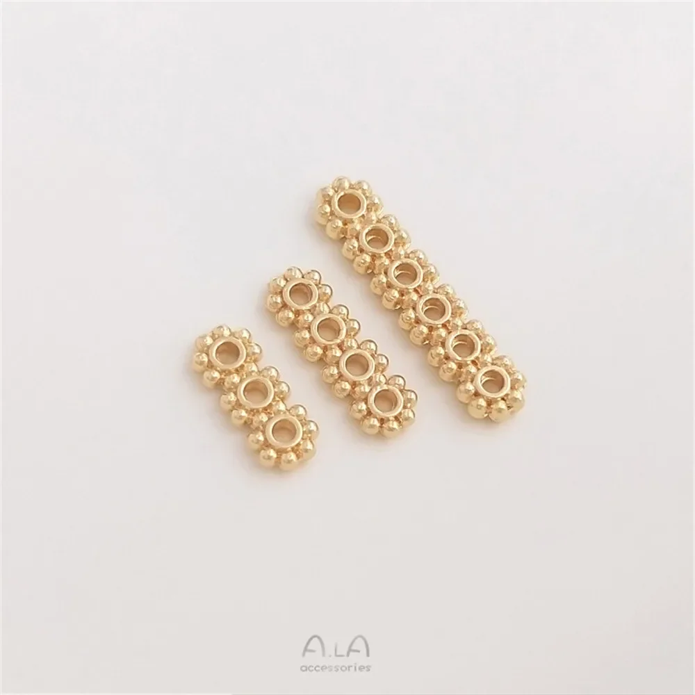 14K bag gold three rows four rows snowflake porous partition piece diy string crystal pearl bracelet string accessories