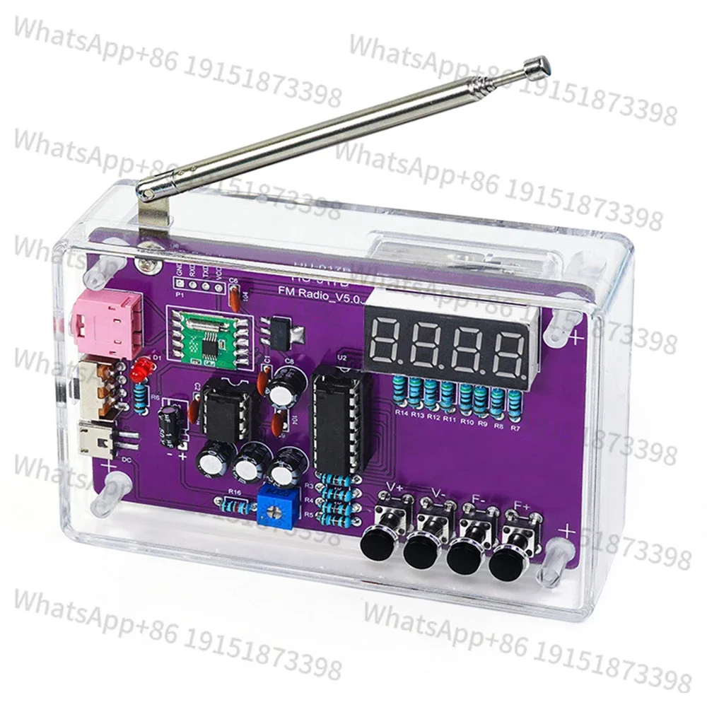 DIY FM Radio Electronic Kit Adjustable Frequency 87-108MHz Digital Display Soldering Project Practice Solder RDA5807S