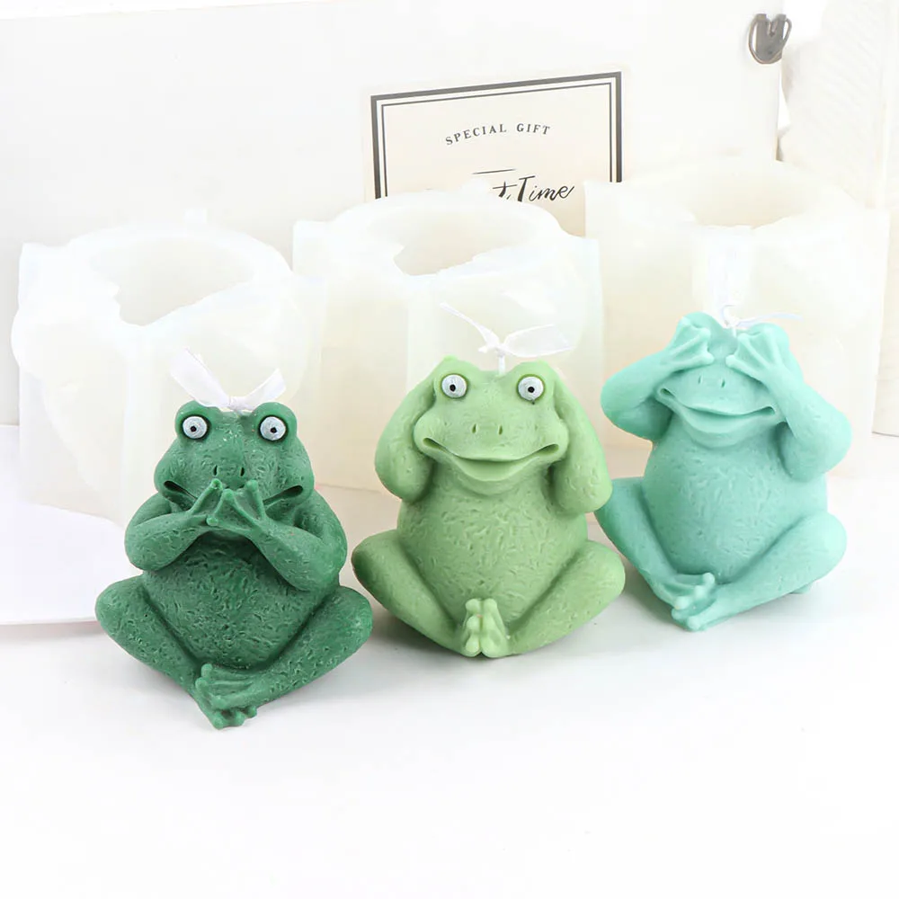 3D Silly Frogs Animal Candle Silicone Mold Three Style Frog Abstract Scented Candle Plaster Mould Soap Resin Casting Molds Decor