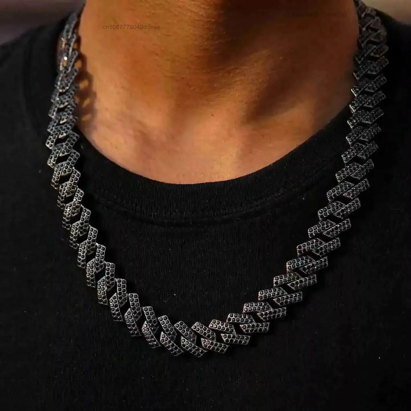 

Iced Out Vvs Черный муассанит Кубинская цепочка из звеньев 12 мм Серебро 925 Ожерелье в стиле хип-хоп на заказ Кубинская цепочка из муассанита