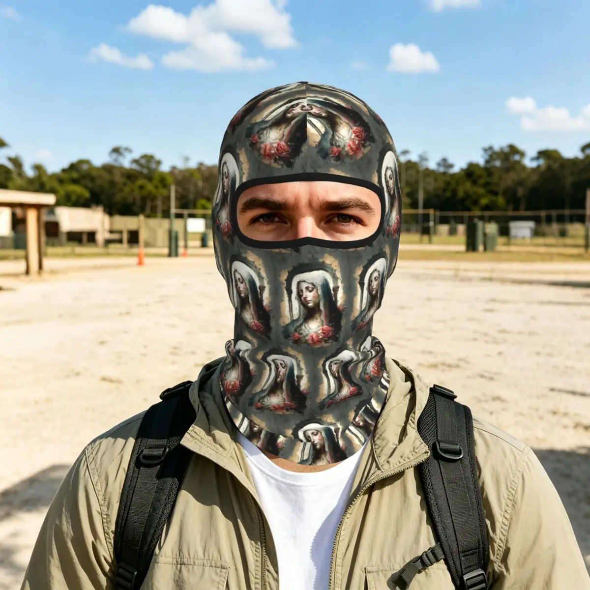 Virgin Mary Catholic Christian Mother Goddess Thin Balaclava Full Face Mask Sun Protection Neck Gaiter For Motorcycle Outdoor