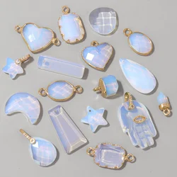 Opalites Natural Stone Pendant Star Heart Waterdrop Shape Water Drop Charm fit for Women Jewelry Making Diy Necklace Accessory