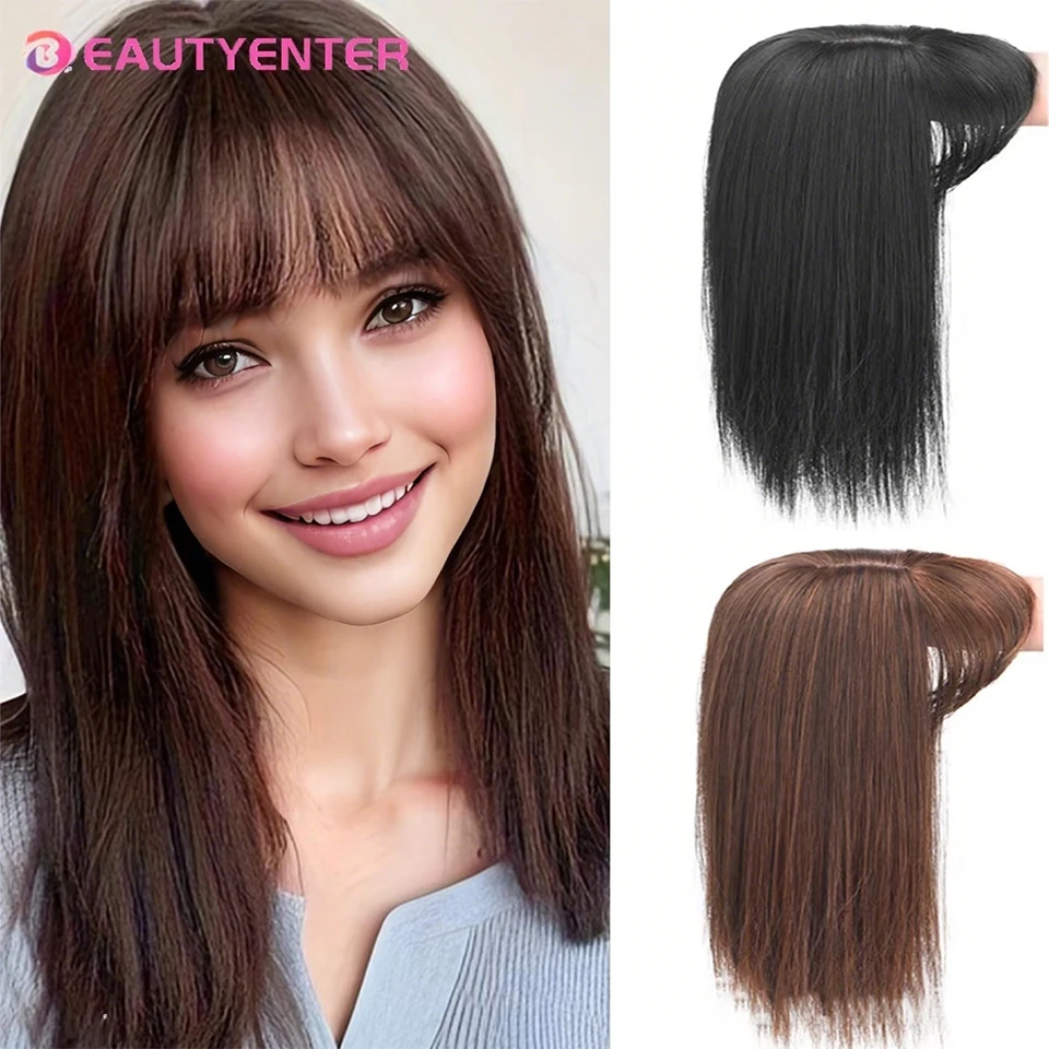 

BEAUTY Black Brown Bangs Clip in Hair Extensions Wave Hair Clip Synthetic Wigs Overhead Invisible Replacement Cover White Hair