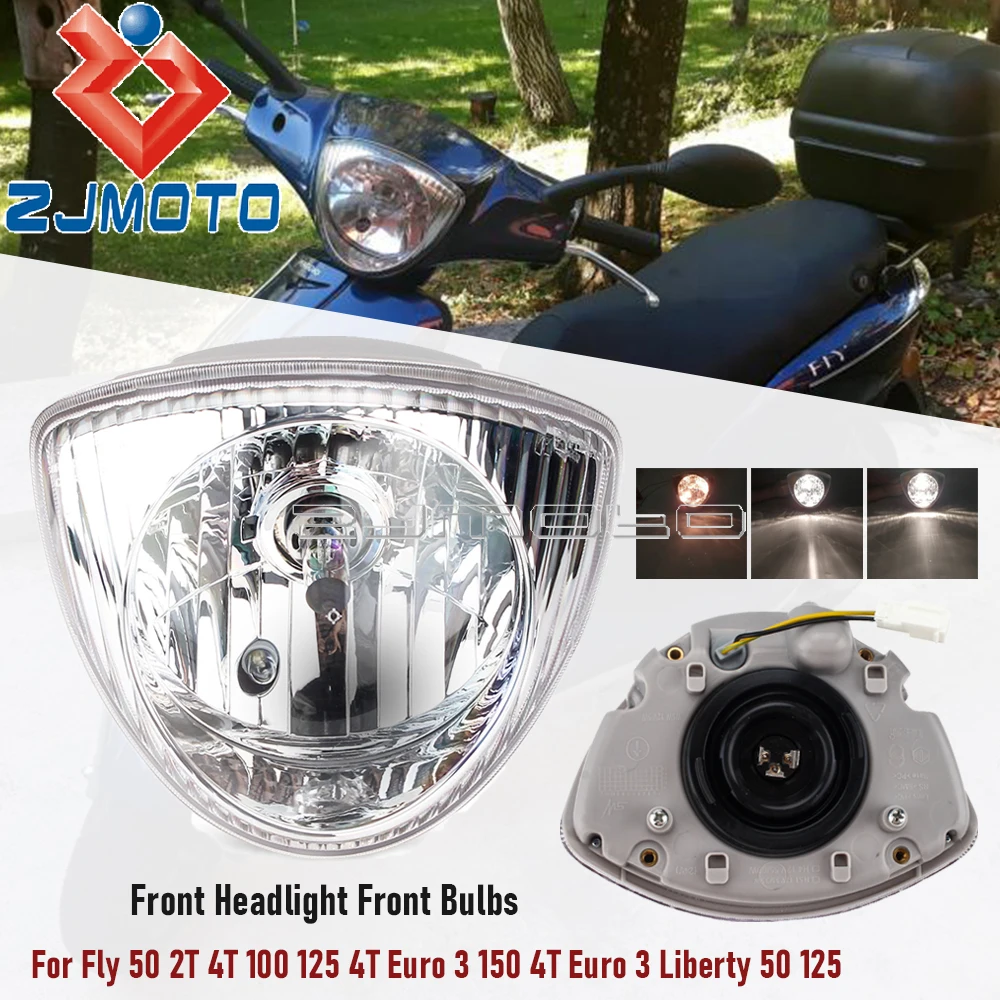 12V Motorcycle Front Headlight Scooter Headlamp HI/LO Beam Bulb Head Lamp For Piaggio Fly 50 100 125 2T 4T Euro 3 Liberty 50 125