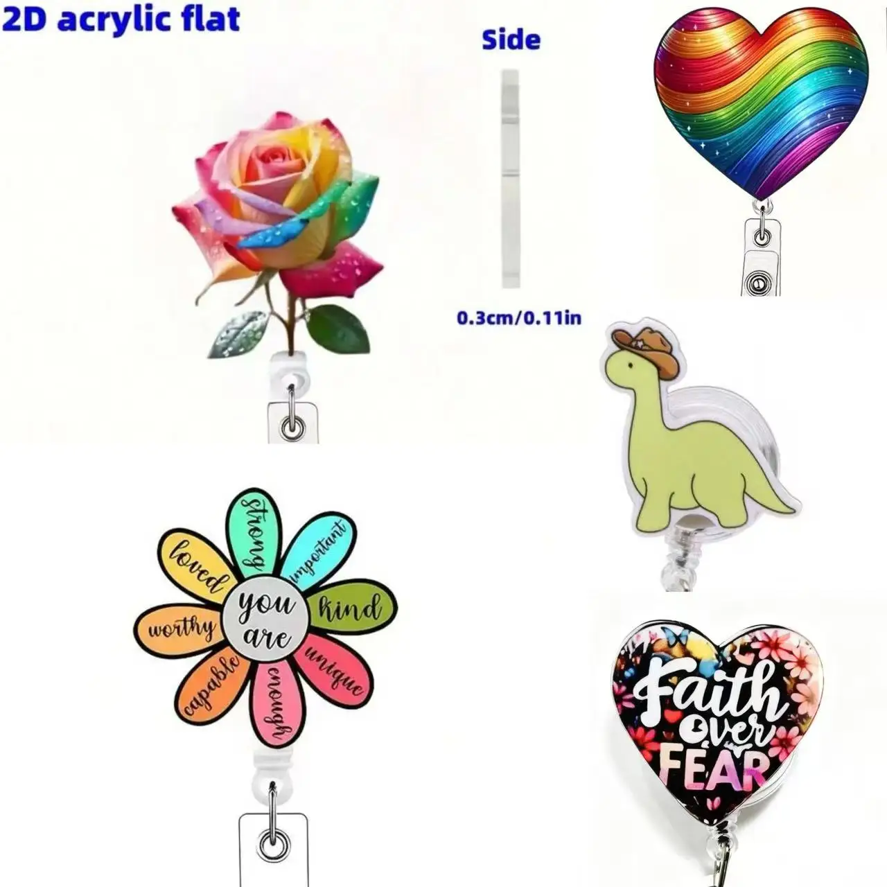 Carrete de insignia retráctil de diseño elegante, soporte de identificación acrílico duradero para enfermeras, trabajadores de oficina y estudiantes, 1 ud.