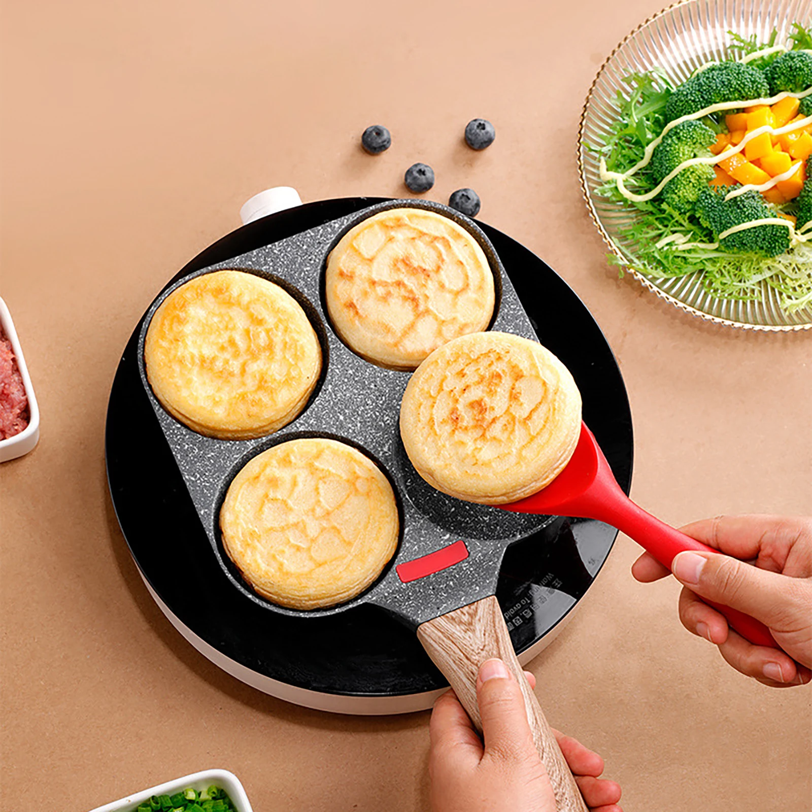 Sartenes para huevos fritos, mango antiescaldaduras, sartén para hacer desayuno, antiadherente, fácil de limpiar para estufa de Gas y utensilios de cocina de inducción