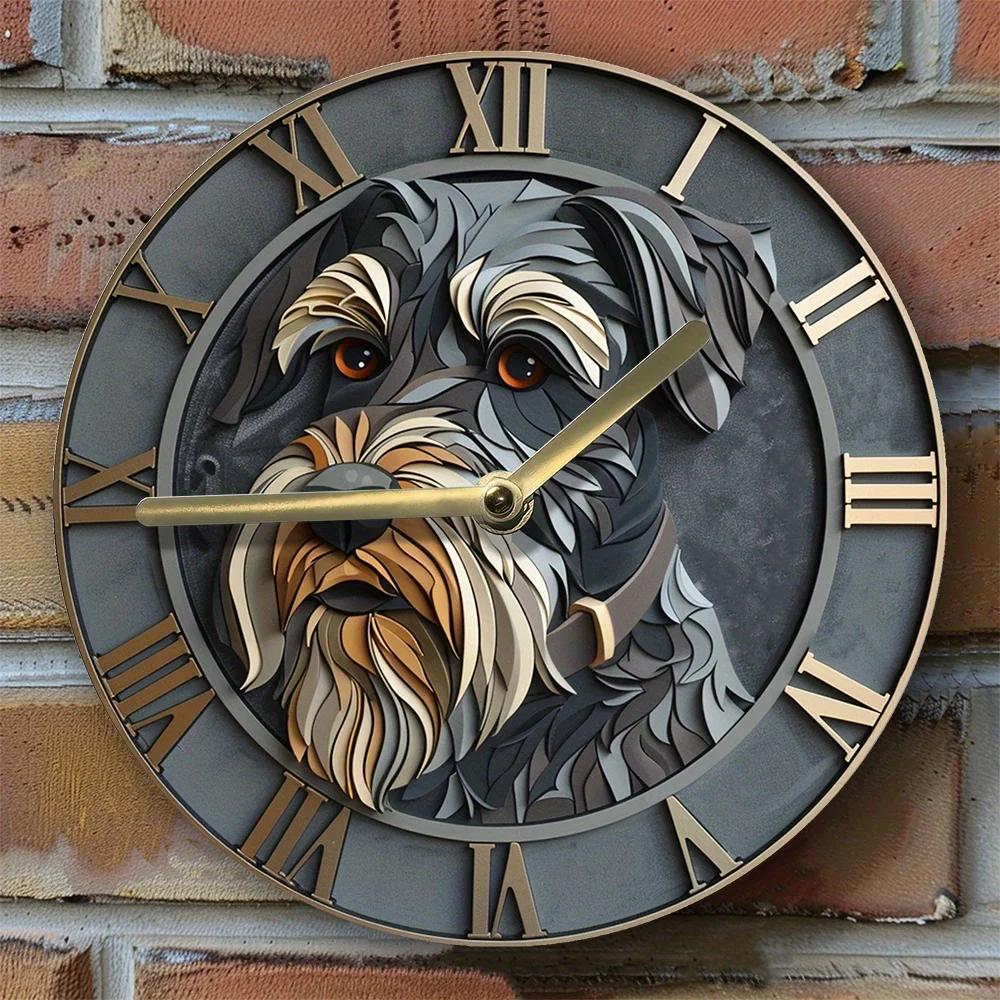 Schnauzer-Themed Silent Wall Clock,Aluminum,Pet Lover'S Delight, Perfect for Spring &Thanksgiving Decor Wall Clock Modern Design