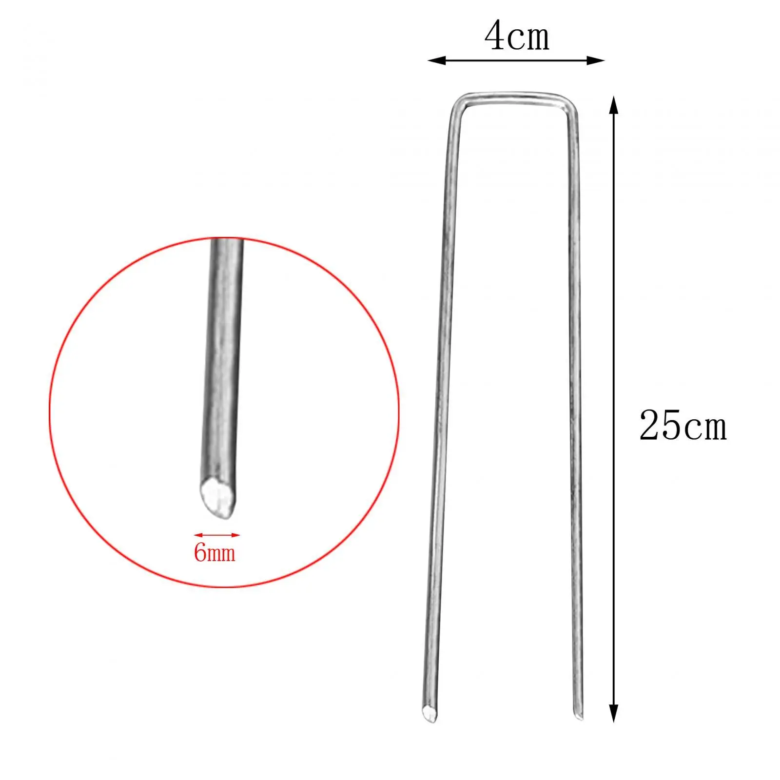 10Pcs Garden Stakes Galvanized U Shaped Practical Ground Pegs Tent Stakes