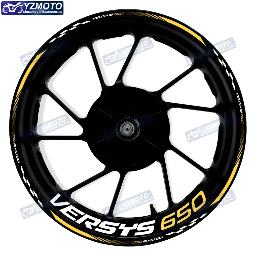 Naklejki na koła motocyklowe VERSYS 650, 17 cali, na przednie i tylne koła, naklejki na piasty, modyfikowane, dekoracyjne, odblaskowe, wodoodporne naklejki na obręcze.